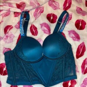 Teal Lace Longline Bra